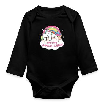 Funny, sarcasm, sarcastic humor, irony - Organic Longsleeve Baby Bodysuit - black - Front