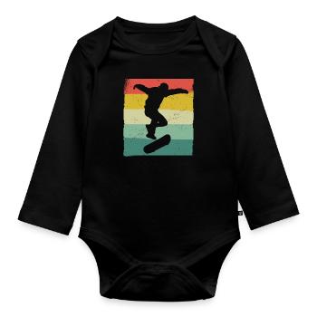 Skateboarding Skater Skateboard Skateboarder - Baby Bio-Langarm-Body - Schwarz - Vorne