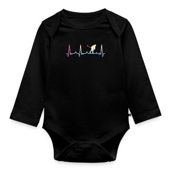 Eishockey Hockey Sport - Baby Bio-Langarm-Body - Schwarz - Vorne