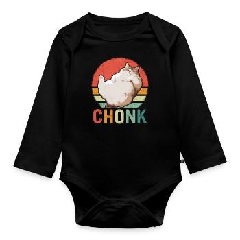 Chat, Amoureux Des Chats, Propriétaire De Chat, Chaton - Body Bébé bio manches longues - noir - Devant