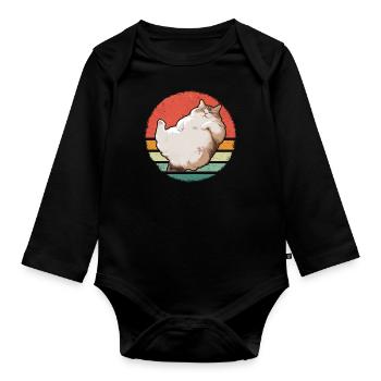 Chat, Amoureux Des Chats, Propriétaire De Chat, Chaton - Body Bébé bio manches longues - noir - Devant