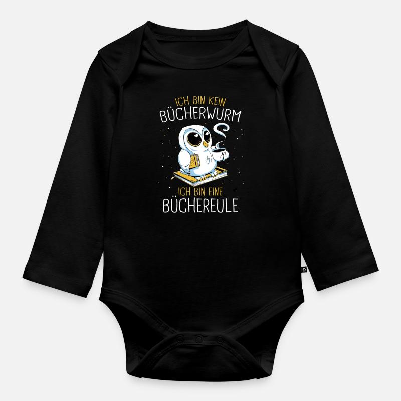 Buch Lesen Bücher Buch Nerd Bücherwurm - Baby Bio-Langarm-Body - Schwarz