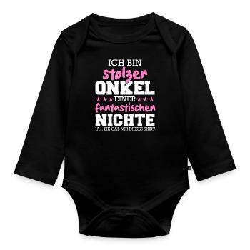 Onkel Patenonkel Familie Großonkel - Baby Bio-Langarm-Body - Schwarz - Vorne