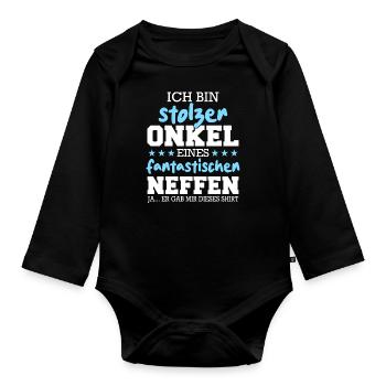 Onkel Patenonkel Familie Großonkel - Baby Bio-Langarm-Body - Schwarz - Vorne