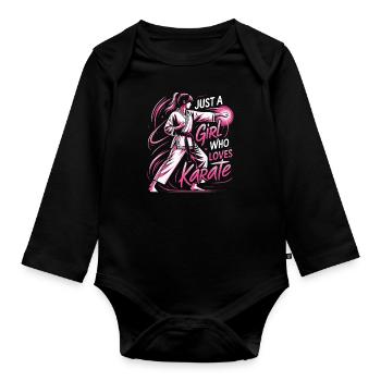 Karaté Karaté Combattant Arts martiaux - Body Bébé bio manches longues - noir - Devant