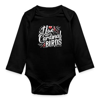 Kardinal Rotkardinal Vogel Roter Kardinal - Baby Bio-Langarm-Body - Schwarz - Vorne