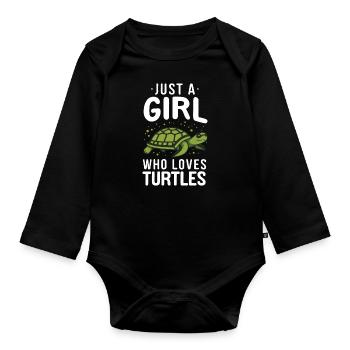 Tortue Tortue De Mer Tortue Animal - Body Bébé bio manches longues - noir - Devant