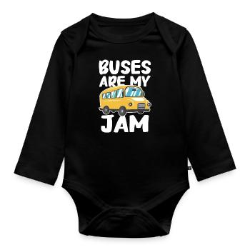 Bus Bus Driver School Bus - Organic Longsleeve Baby Bodysuit - black - Front