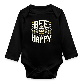 Honigbiene Imker Bienen Biene - Baby Bio-Langarm-Body - Schwarz - Vorne