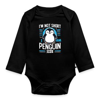 Pinguin Pinguine Tier - Baby Bio-Langarm-Body - Schwarz - Vorne