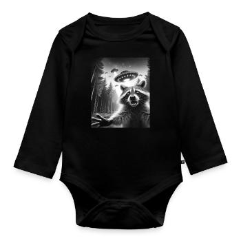 Alien UFO Aliens Außerirdischer - Baby Bio-Langarm-Body - Schwarz - Vorne