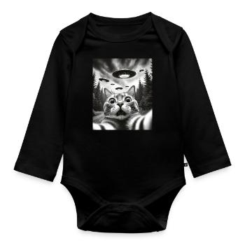 Alien UFO Aliens Außerirdischer - Baby Bio-Langarm-Body - Schwarz - Vorne
