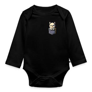Alpaka Llama - Baby Bio-Langarm-Body - Schwarz - Vorne