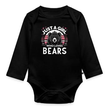 Ours, Grizzly, Ours brun, Ours - Body Bébé bio manches longues - noir - Devant