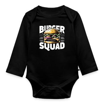 Burger Fast Food Hamburger Cheesburger Burgers - Baby Bio-Langarm-Body - Schwarz - Vorne