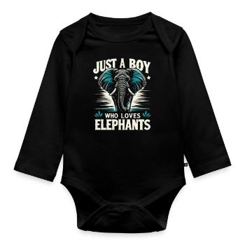 Elephant Animal Elephant Zoo - Organic Longsleeve Baby Bodysuit - black - Front