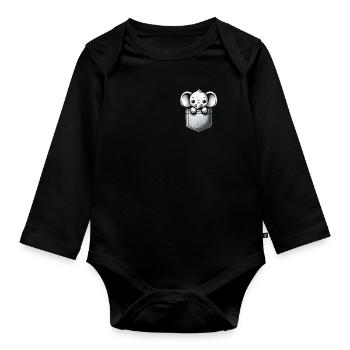 Elephant Animal Elephant Zoo - Organic Longsleeve Baby Bodysuit - black - Front