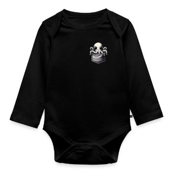 Octopus Kraken Cuttlefish Tier - Baby Bio-Langarm-Body - Schwarz - Vorne
