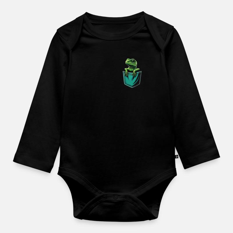 Eidechse Reptilien Eidechsen Tier - Baby Bio-Langarm-Body - Schwarz