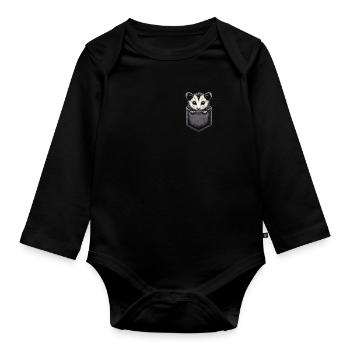Opossum Possum Animal - Organic Longsleeve Baby Bodysuit - black - Front