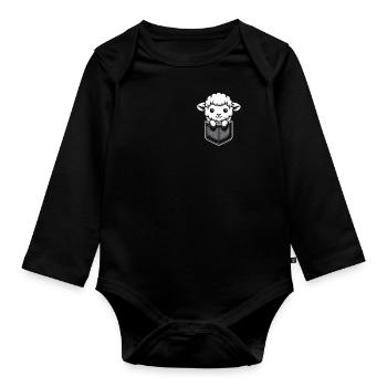 sheep, sheep, farmer, lamb, farmer - Organic Longsleeve Baby Bodysuit - black - Front