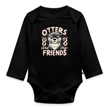 Otter Sea Otter - Organic Longsleeve Baby Bodysuit - black - Front