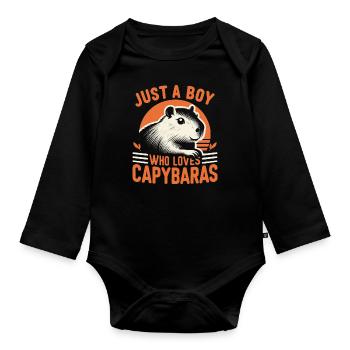 Capybara Capybara Rongeur Animal - Body Bébé bio manches longues - noir - Devant