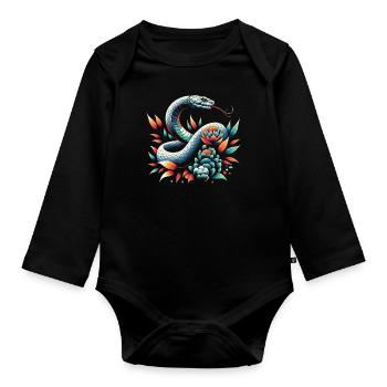 Serpent Serpent Animal - Body Bébé bio manches longues - noir - Devant