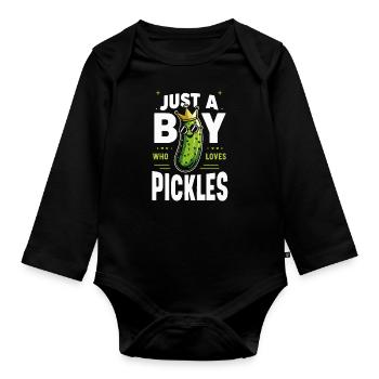 Cucumber Pickle Pickle Food Dill - Organic Longsleeve Baby Bodysuit - black - Front