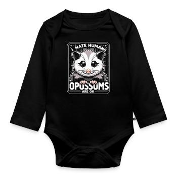 Opossum Possum Animal - Organic Longsleeve Baby Bodysuit - black - Front
