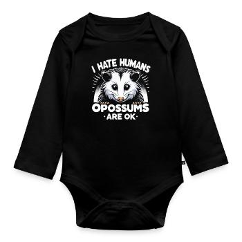 Opossum Possum Animal - Organic Longsleeve Baby Bodysuit - black - Front