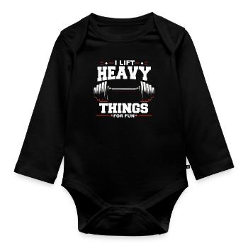 Weightlifting, Fitness, Bodybuilding, Weightlifters - Organic Longsleeve Baby Bodysuit - black - Front