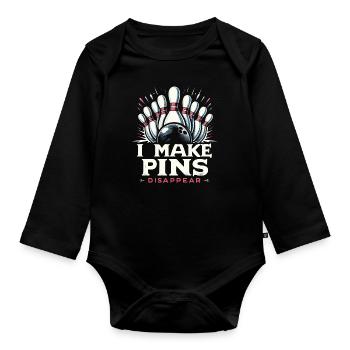 Bowling Bowler Pin Ball Bowling Ball - Body Bébé bio manches longues - noir - Devant