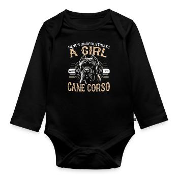 Cane Corso Hund - Baby Bio-Langarm-Body - Schwarz - Vorne