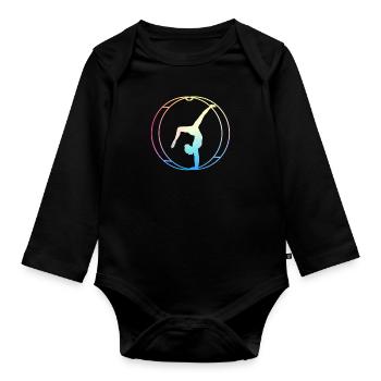 Rhönrad Gymnastics Rhönräder Wheel - Organic Longsleeve Baby Bodysuit - black - Front