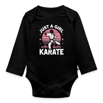 Karaté Karaté Combattant Arts martiaux - Body Bébé bio manches longues - noir - Devant