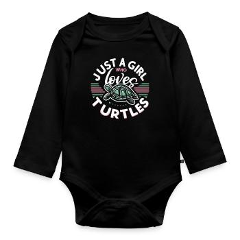 Tortue Tortue De Mer Tortue Animal - Body Bébé bio manches longues - noir - Devant