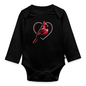 Kardinal Rotkardinal Vogel Roter Kardinal - Baby Bio-Langarm-Body - Schwarz - Vorne