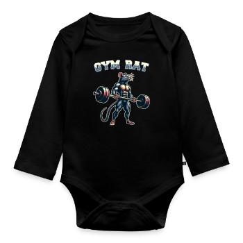 Weightlifting, Fitness, Bodybuilding, Weightlifters - Organic Longsleeve Baby Bodysuit - black - Front