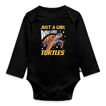 Tortue Tortue De Mer Tortue Animal - Body Bébé bio manches longues - noir - Devant