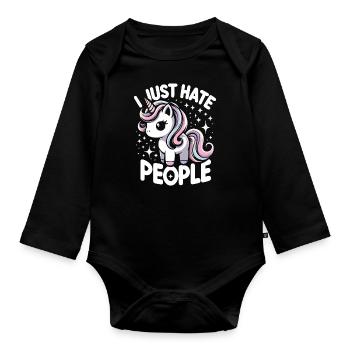 Unicorn Unicorns Fairytale Magical - Organic Longsleeve Baby Bodysuit - black - Front