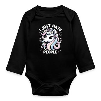 Licorne Licornes Conte de fées Magique - Body Bébé bio manches longues - noir - Devant