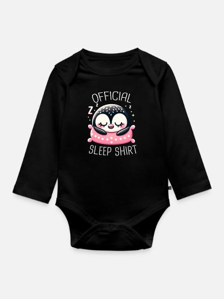 Pinguin Pinguine Tier - Baby Bio-Langarm-Body - Schwarz