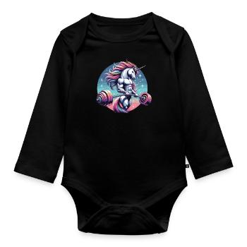 Weightlifting, Fitness, Bodybuilding, Weightlifters - Organic Longsleeve Baby Bodysuit - black - Front