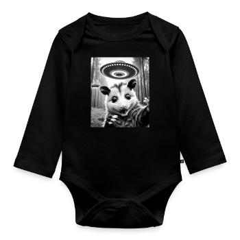 Opossum Possum Animal - Organic Longsleeve Baby Bodysuit - black - Front