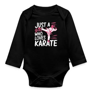 Karaté Karaté Combattant Arts martiaux - Body Bébé bio manches longues - noir - Devant
