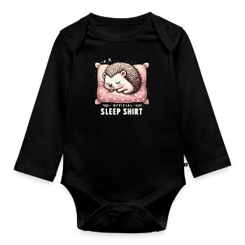 Igel Stachelig Tier Igel - Baby Bio-Langarm-Body - Schwarz - Vorne