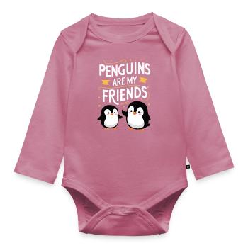 Pinguin Pinguine Tier - Baby Bio-Langarm-Body - Mauve - Vorne