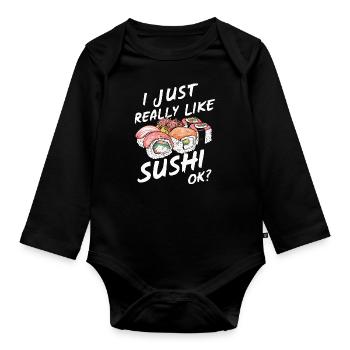 Sushi Japanisches Essen Maki Sushi Kawaii - Baby Bio-Langarm-Body - Schwarz - Vorne