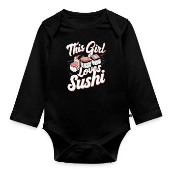 Sushi Japanisches Essen Maki Sushi Kawaii - Baby Bio-Langarm-Body - Schwarz - Vorne